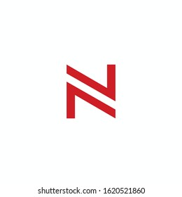 Letter N RED Icon Vector Logo Template 
