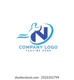 Letter N Repair logo, N tech logo design template