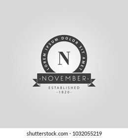 Letter N Retro Vintage Insignias or Logotypes. Vector design elements, business signs, logos, identity, labels, badges and objects. 