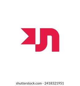 letra n bandera de cinta simple lindo logo vector 