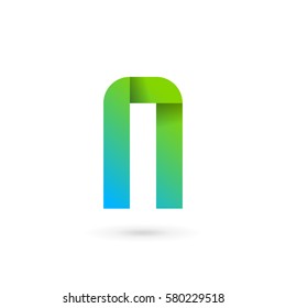 Letter N ribbon logo icon design template elements