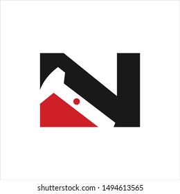 Letter N and Rig Logo. Drill and rig oil Symbol. Icon Vector Eps 10.