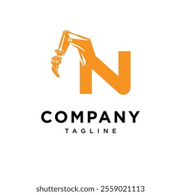 Letter N Ripper Excavator Logo Icon Vector