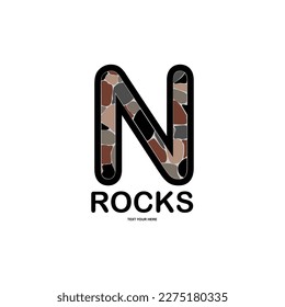 Letter n with rocks logo template illustration