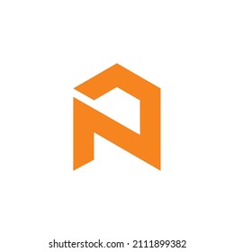 letter n roof home shape logo vector