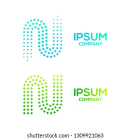 Letter N Round shape with Cross Plus or Positive Logos, Dot and Pixel symbol, Technology and Digital icon, Medical Healthcare Hospital Pharmacy Clinic Signs for your Corporate identity