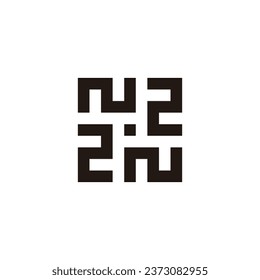Letra N redondeada, símbolo geométrico cuadrado símbolo simple vector