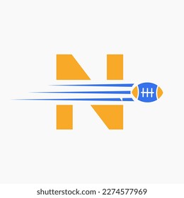 Letter N Rugby, Football Logo Combine With Rugby Ball Icon For American Soccer Club Symbol