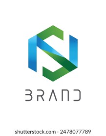 Letter N and S blended icon design template