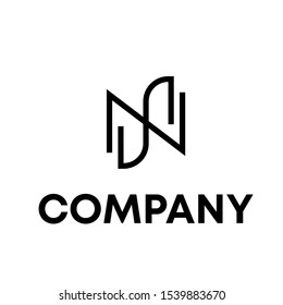 letter N S initial shape vector logo