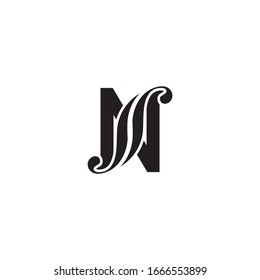 letter N and S monogram black logo