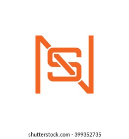 letter N and S monogram square shape logo orange