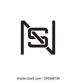 letter N and S monogram square shape logo black