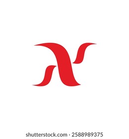 letter n s simple curves red flame simple logo vector 