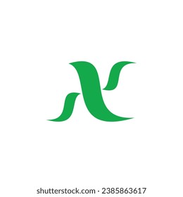 letter n s simple nature leaf logo vector 