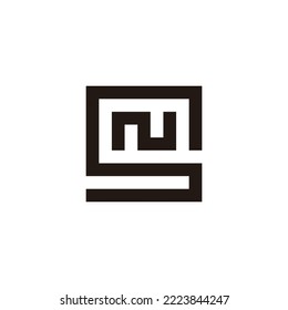 Letter N in S, square geometric symbol simple logo vector