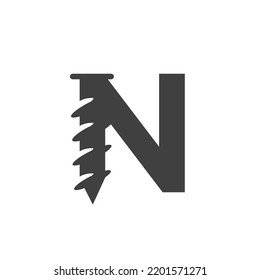 Letter N Screw Logo Template For Construction Ironmonger  Symbol Design