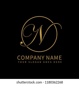 Letter N Script Initial Luxury Logo Stock Vector (Royalty Free ...