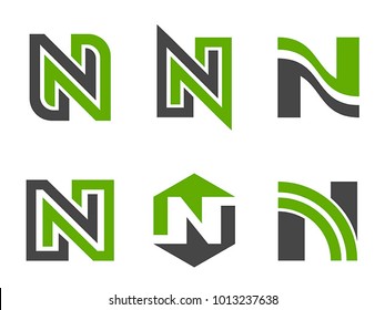 Letter N set on a white background