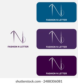 Letter N Sewing Needle Logo Design Vector Illustration Inspiration