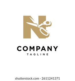 Letter N Sewing Scissors Logo Icon Vector
