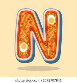 The letter N is in the shape of the Korean food Tteokbokki
