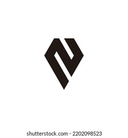 Letter N Shaped Gem, Outline Geometric Symbol Simple Logo Vector