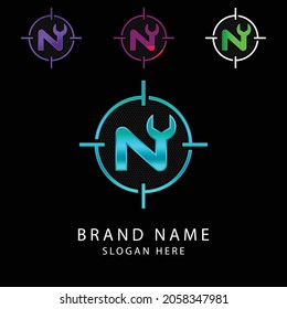 letter N shaped key car beauty logo design vector