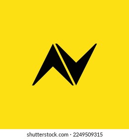 letter n sharp angle symbol logo, yellow background.