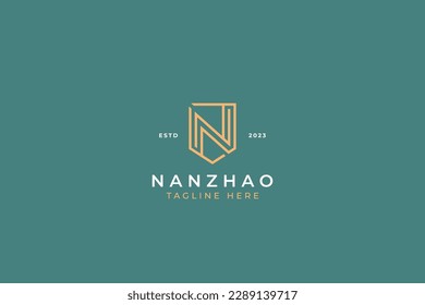 Letter N and Shield Business Corporate Sign Symbol Elegant Concept