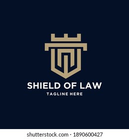 Letter N shield Law Logo With Square Letter Logo Design Vector Template 