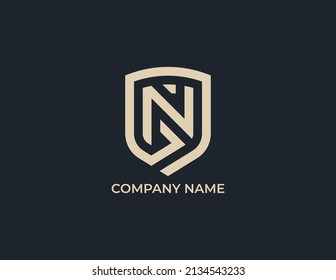 Letter N shield logo design. Vector illustration logo template.