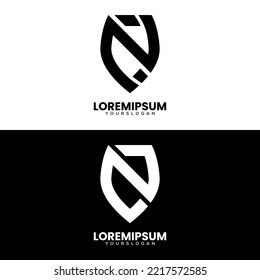 letter n shield logo design 