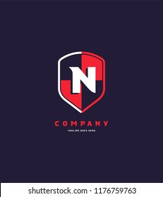 Letter N shield logo icon vector element.