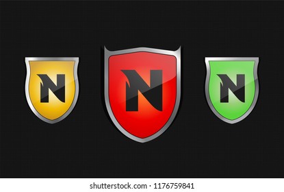 Letter N shield logo icon vector element.