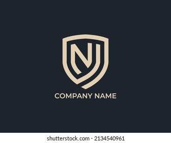 Letter N And Shield Security Logo Design. Vector Illustration Logo Template