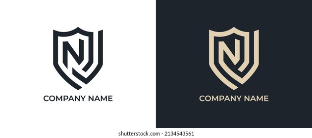 Letter N and shield sign combination Logo Design. Vector illustration logo template.