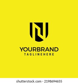 letter N in the shield simple and modern logo design vector illustration