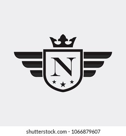 Letter N Shield Wing logo vector