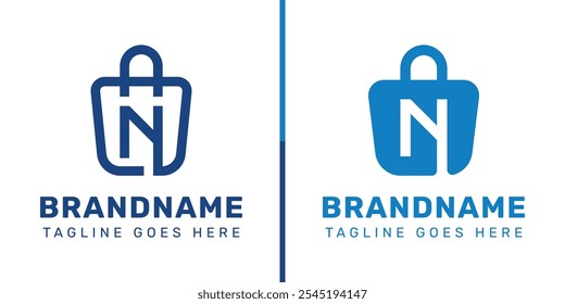 Logo de la bolsa de compras Letter N, que simboliza la comodidad, el estilo y la venta al por menor