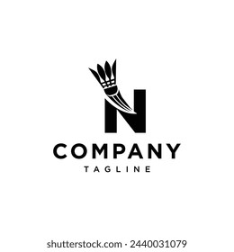 Letter N Shuttlecock Badminton Logo icon vector template.eps