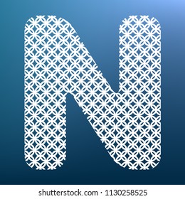 Letter N sign design template element. Vector. White textured icon at lapis lazuli gradient background.