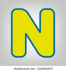Letter N sign design template element. Icon in colors of Ukraine flag (yellow, blue) at gray Background. Illustration.
