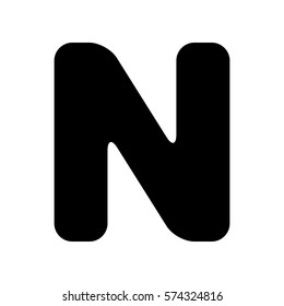 Letter N sign design template element. Flat style black icon on white.