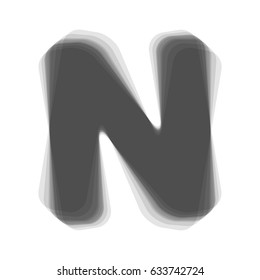Letter N sign design template element. Vector. Gray icon shaked at white background.