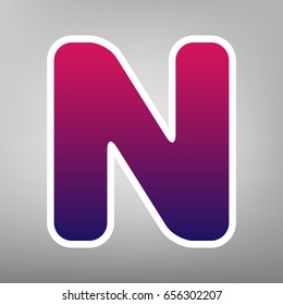 Letter N sign design template element. Vector. Purple gradient icon on white paper at gray background.
