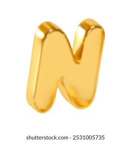 letter N. letter sign gold color. Realistic 3d design in metal style. Isolated on white background. vector illustration