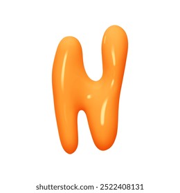 letter N. letter sign orange soft color. Realistic 3d design in cartoon liquid paint style. Isolated on white background. vector illustration