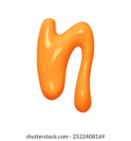 letter N. letter n sign orange soft color. Realistic 3d design in cartoon liquid paint style. Isolated on white background. vector illustration