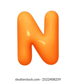 letter N. letter sign orange soft color. Realistic 3d design in cartoon balloon style. Isolated on white background. vector illustration